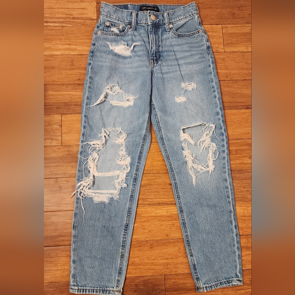 Aeropostale Light Blue Distressed Boyfriend Jeans